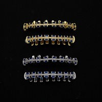 Grillz dentaire Hip Hop sans nickel, plaqué or, avec diamants bleus baguette préfabriqués, pour un port sûr
