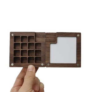 Scatola Portatile Pieghevole per Pigmenti ad Acquerello, Design Moderno Quadrato, Mini Tavolozza in Legno di Noce Nero con Clip per Studenti - Product Image 3