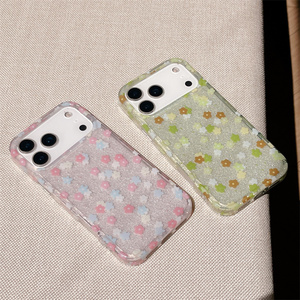 เคสโทรศัพท์ลายดอกไม้ไล่เฉดสีฤดูร้อนสำหรับ iPhone 17 16 15 14 Pro Max แบบวิบวับ IMD ประดับกลิตเตอร์เคลือบทอง  ฝาหลังเลเซอร์หลากสี สำหรับสาวๆ - Product Image 3