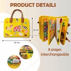 ของเล่นเสริมพัฒนาการแบบมอนเตสซอรี่ 8 in 1 ชุดบอร์ดกิจกรรมฟาร์ม สำหรับเด็กวัยเตาะแตะ หนังสือผ้าสักหลาดแบบเงียบๆ หนังสือกิจกรรมผ้าสักหลาด - Product Image 2