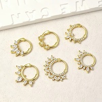 ZUOLA Bijoux de piercing de luxe, anneau segmenté articulé en laiton écologique plaqué or 18 carats avec zircon, forme goutte, couronne, marquise, clicker pour le nez