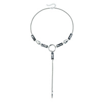 Collier tendance punk en alliage noir irrégulier en forme de Y avec résine, style européen et américain, pour un look affirmé
