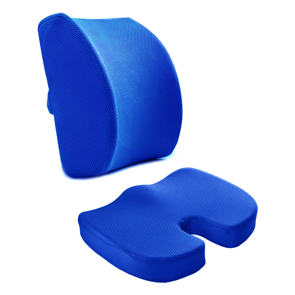Breathable mesh blue-lumbar cushion combination