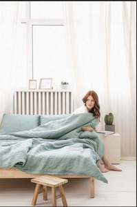 Parure de lit 3 pièces vert sauge 100 % coton, comprenant une housse de couette, 2 taies d'oreiller, effet vieilli, anti-bactérienne, pour mariage et maison, style européen et américain - Product Image 2