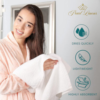 Serviette en coton 100% filé en anneau, super épaisse, absorbante, de luxe, pour hôtel, spa, salon, salle de bain, douce, 35*75, avec logo personnalisé