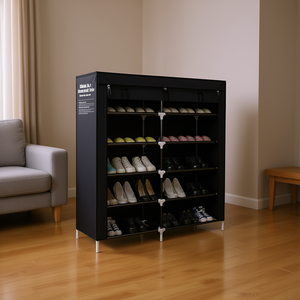 Organiseur de chaussures à 7 niveaux avec cadre en acier et housse anti-poussière, tour de rangement gain de place pour 36 paires, usage domestique - Product Image 2