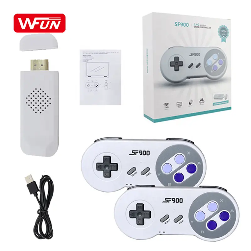 Top Quality SF900 16bit Family Retro de video juegos TV Video Game Console Wireless Controller HD 4k Game Stick for Snes