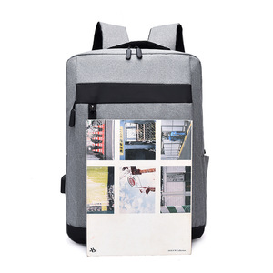 Sac à dos unisexe personnalisé grande capacité avec chargement USB, fermeture éclair géométrique, décontracté, léger, doublure polyester, imperméable, pour affaires - Product Image 3