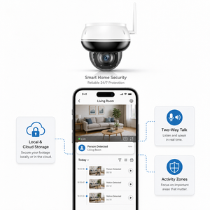 กล้องวงจรปิดไร้สายความละเอียดสูง 5MP สำหรับภายนอกอาคาร พร้อมระบบตรวจจับเสียงและตรวจจับมนุษย์ กล้องโดม <span class=keywords><strong>IP</strong></span> แบบเน็ตเวิร์ค - Product Image 6