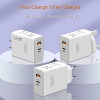 Cargador USB de Alta Calidad con Enchufe Europeo, Estadounidense y Británico de 120w y Cargador USB Tipo C Dual de 120w con Carga Súper Rápida para Teléfono