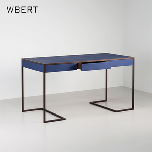 WBERT Solid <b>Wood</b> Modern Advanced Sensation Saddle Leather <b>Desk</b> Light Luxury Minimalist Home Study Computer <b>Desk</b> for Bedroom - Product Image 3