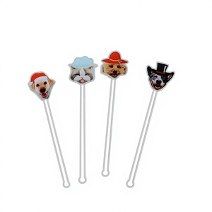 Palillos de acrílico creativos en oferta, con diseño de personajes de anime, para decoración de bebidas en fiestas de cumpleaños, mango largo, hechos en China, sin impresión, <span class=keywords><strong>YOYI</strong></span> - Product Image 2
