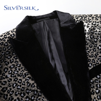 Veste de soirée réversible à sequins léopard à bouton unique sur mesure tendance pour hommes