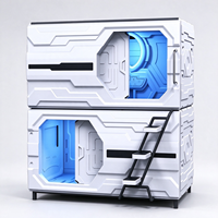 Lit superposé moderne insonorisé en métal, type capsule, avec cabines de couchage en ABS pour chambre ou salon, idéal pour appartement ou hôtel
