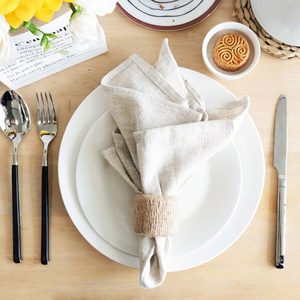 Style nordique en gros fait à la main en coton naturel <span class=keywords><strong>toile</strong></span> <span class=keywords><strong>de</strong></span> <span class=keywords><strong>jute</strong></span> anneau <span class=keywords><strong>de</strong></span> <span class=keywords><strong>serviette</strong></span> <span class=keywords><strong>de</strong></span> mariage - Product Image 2