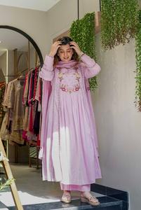 Conjunto de Kurta, Pantalón y Dupatta de Seda Chanderi para Mujer, Ropa Étnica de Fiesta, Estilo Aara, de Primera Calidad, Secado Rápido, para Toda Ocasión - Product Image 6
