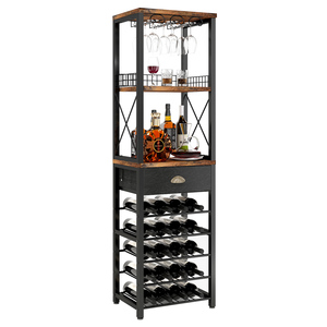 Mobile Bar da Soggiorno con Cassetti Portabottiglie e Portabicchieri, Cantinetta a 4 Ripiani Autoportante - Product Image 4