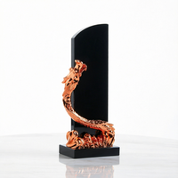 Trophée en cristal noir avec dragon doré gravé et poli, impression UV personnalisée, prix écologiques MH-J0134