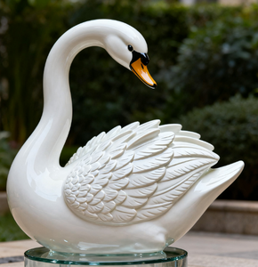 Park göl dekorasyon için büyük beyaz FRP kuğu heykel, açık su geçirmez bahçe sanat heykeli - Product Image 3