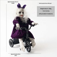 Décoration d'Halloween : Poupée Squelette Fantôme Cycliste, Jouet Électrique à Induction Tactile pour Maison Hantée