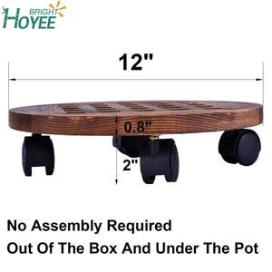 Planteur en <span class=keywords><strong>bois</strong></span> à roulettes, support de plantes en Pot rond avec roues, <span class=keywords><strong>chariot</strong></span> de planteur intérieur et extérieur - Product Image 4