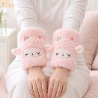 Housse de tasse en peluche Mouton Agneau, Cache-bouteille moelleux et mignon, Support de boisson chaud d'hiver, Cadeau Kawaii pour fille, Manchons de bras bleus, roses, crème