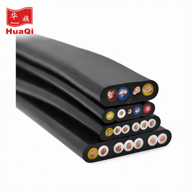 HUAQI 600V 16mm2/25mm2/35mm2/50mm2 Flat Submersible Pump Cable H07rn-F Rubber Insulation Sheath 3 4 Cores Copper/Tinned Copper