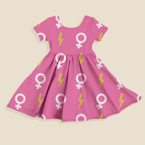 Abito da Festa per Bambine Ruidian con Stampa Personalizzata, Vestito Principessa a Maniche Corte con Motivo a Spirale per Eventi Autunnali ed Estivi - Product Image 5