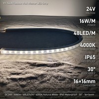 Bande LED flexible étanche IP65 pour éclairage mural DC24V 16W/m 48LEDs/m 4000K 30 degrés pour l'éclairage extérieur des façades de bâtiments