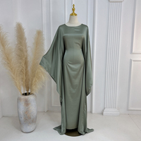 Abaya Papillon en Satin Femme Musulmane Mode Pudique Robe Longue Luxe Soie Proche Vêtement Islamique Dubai 2024