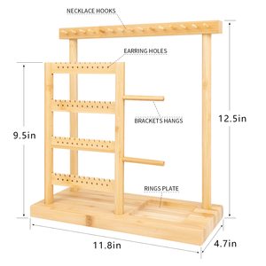 Support à bijoux mural en bambou écologique moderne pour boucles d'oreilles et colliers, solution de rangement personnalisable, prêt pour l'OEM - Product Image 3