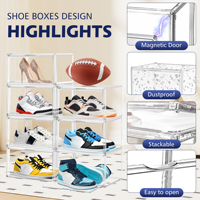 Organizador de Zapatos DAYOOH de 34*26*19cm, Caja de Zapatos Multifuncional de Acrílico Transparente con Tapa Lateral Magnética, Apilable y Portátil