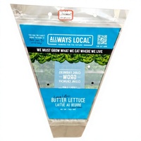 Sac d'emballage triangulaire pour produits alimentaires, imprimé sur mesure, en plastique respirant, pour l'emballage de laitues fraîches de la ferme