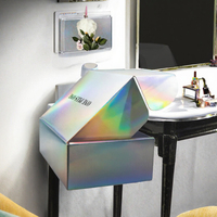 Boîte cadeau pliable en papier laser irisé avec couvercle amovible, impression personnalisée pour bijoux, cosmétiques et vente en gros