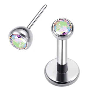 Eternal Metal ASTM F136 Titanium Top With Multiple Color Zircon Threadless Labret Piercing Jewelry
