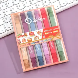 6pcs Dual Tip Fluorescent Pen Beautiful Flower Scented Pastel Highlighter Markers Kawaii Art Drawing Doodling Pen