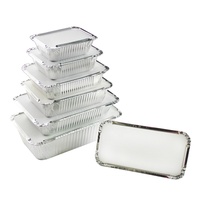 Récipient rectangulaire en aluminium jetable de 450ml Boîte d'emballage à emporter de qualité alimentaire Récipient en aluminium avec couvercles en papier