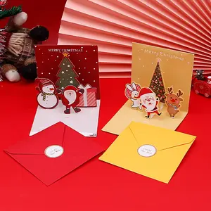 Tarjeta emergente de Navidad hecha a mano de alta calidad, tarjetas de felicitación para 3D regalo