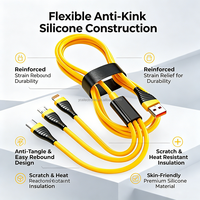 Kabel Pengisi Daya USB Multi 3 in 1 Kabel Cepat Berbahan Nilon 8Pin Micro Type C Universal untuk Tablet iPhone Samsung Android