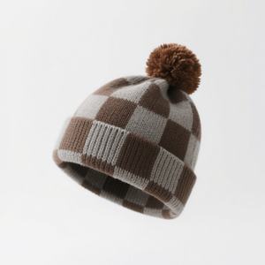 Gorro de Punto Unisex para Otoño e Invierno, Personalizado con Logotipo de Bandera a Cuadros, Bordado e Impresión, Gorro Cálido Estilo Beanie, Tejido Común - Product Image 1