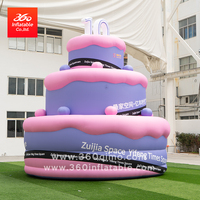 Gâteau géant gonflable 360° pour la publicité - Taille personnalisée de 3 m, design lumineux pour la célébration d'anniversaire/promotion en centre commercial
