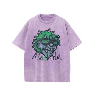 T-Shirt Rétro Vintage en Coton Lavé à l'Acide pour Homme de Haute Qualité 100% Coton Style Hip Hop Séchage Rapide à Manches Courtes Imprimé Surdimensionné - Product Image 2