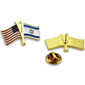 Tùy Chỉnh Mỹ USA Israel Anh Tình Bạn Yêu Nước Huy Hiệu Kim Loại Ve Áo Men Trâm Israel Cờ Pin