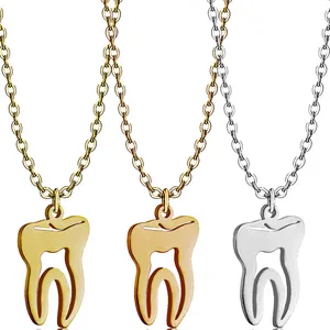 طبيب الأسنان الأسنان مجوهرات مطلية بالذهب قلادة من الفولاذ المقاوم للصدأ