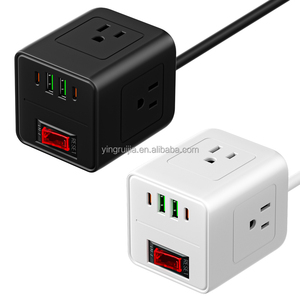 Stop Kontak 7 in 1 dengan Pelindung Lonjakan Arus, Stop Kontak Kubus dengan Proteksi Beban Berlebih, 3 Stop Kontak dan 4 Port USB (termasuk 2 Tipe-C) - Product Image 1