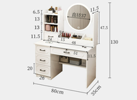 Ensemble de coiffeuse moderne blanche avec miroir LED intelligent, tabouret et 4 tiroirs pour chambre à coucher