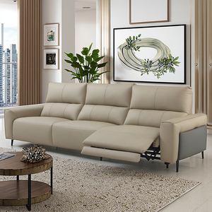 Set Divani di Lusso in Vera Pelle <span class=keywords><strong>Classici</strong></span> Moderni Comodi per Soggiorno con Reclinazione Elettrica 3+2+1 Posti - Product Image 1