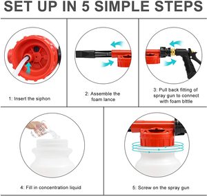 Pistolet à mousse pour nettoyage de voiture Pulvérisateur d'<span class=keywords><strong>arrosage</strong></span> <span class=keywords><strong>Tuyau</strong></span> d'<span class=keywords><strong>arrosage</strong></span> 0.9L Snow <span class=keywords><strong>Foam</strong></span> Cannon Bottle <span class=keywords><strong>Lance</strong></span> Gun - Product Image 2