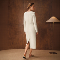 Robe midi moulante décontractée unie pour femme, taille empire, avec boucle en strass, élégante pour le bureau ou les soirées, production rapide sur mesure en usine