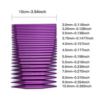 Juego de Agujas de Tejer Circulares Intercambiables, 13 Pares, Aleación de Aluminio Morado, 100 mm, Desmontables, para Tejer Suéteres, Bufandas y Manualidades